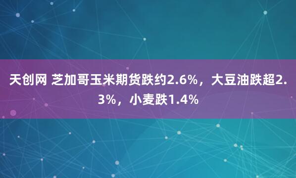 天创网 芝加哥玉米期货跌约2.6%，大豆油跌超2.3%，小麦跌1.4%