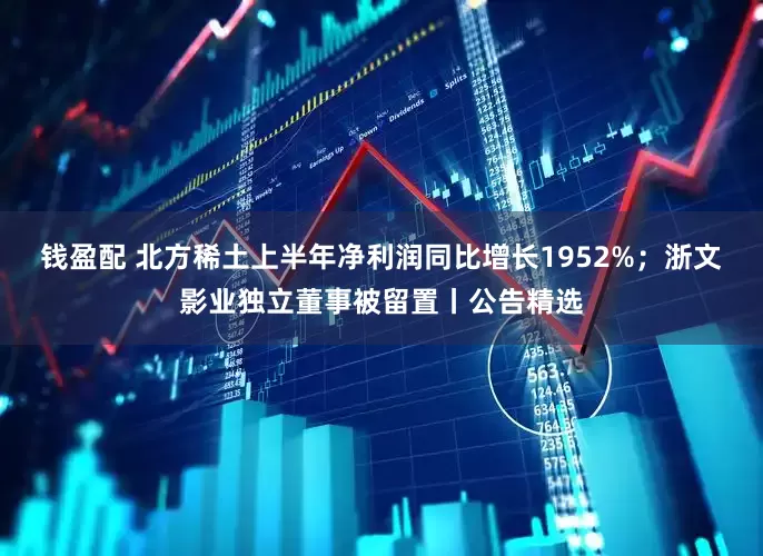 钱盈配 北方稀土上半年净利润同比增长1952%;浙文影业独立董事被留置丨公告精选